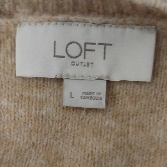 LOFT Textured Beige Crew Neck Sweater - Picture 2 of 3